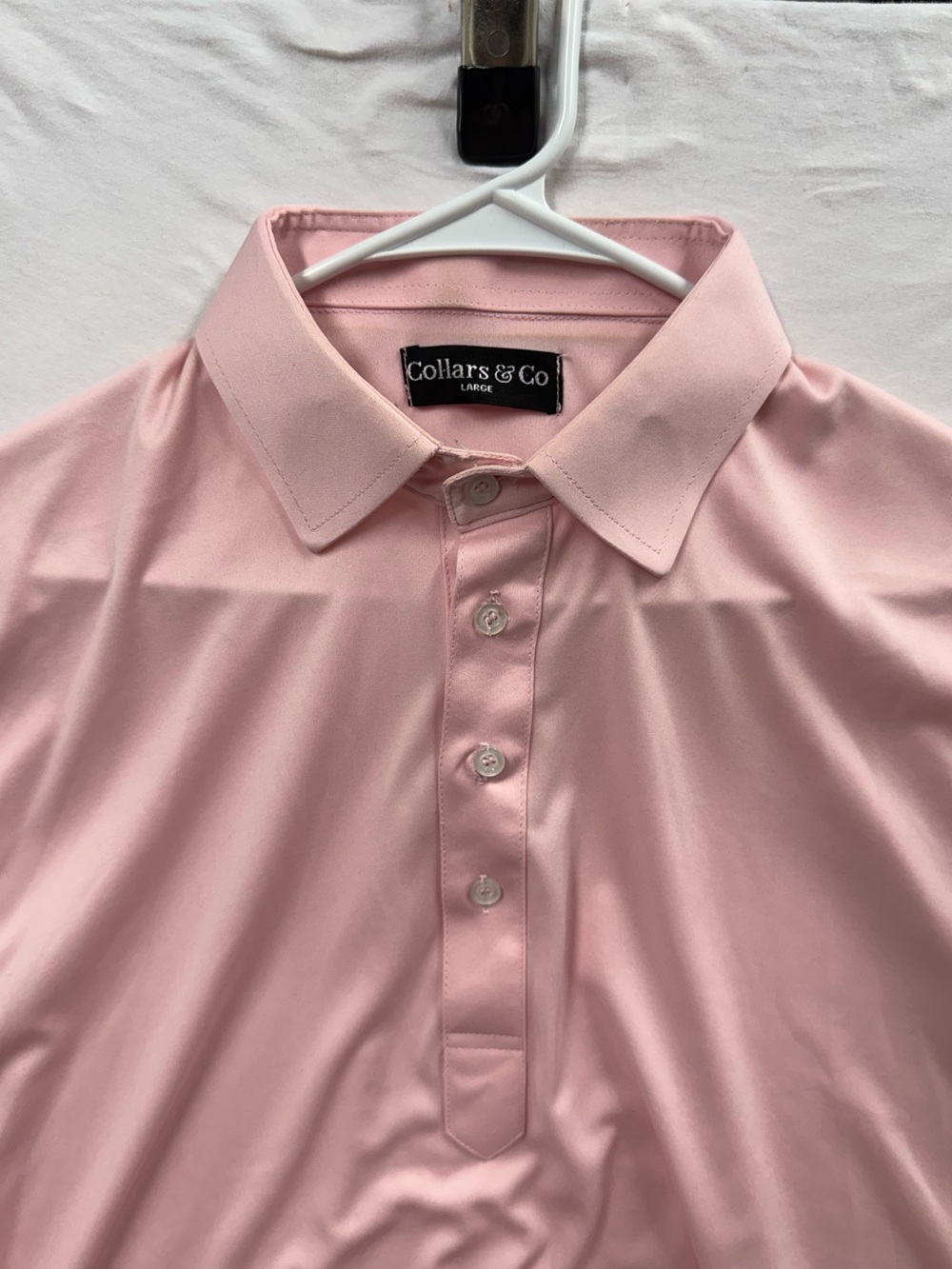 Collars And Co Dress Collar Polo Shirt Men Size Large Slim Pink Stretch